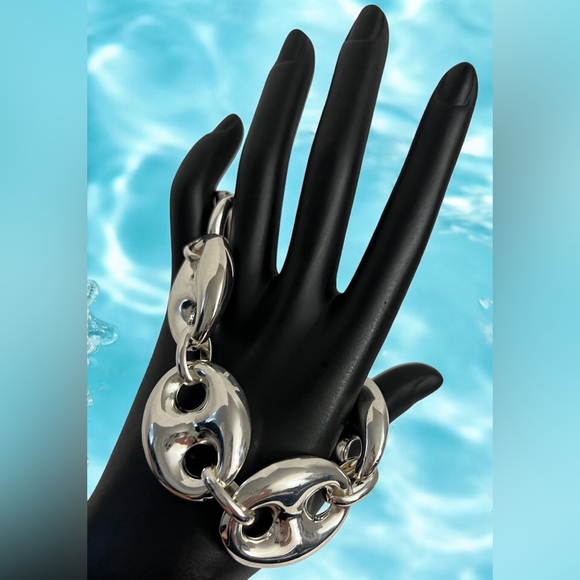 New Mia Fiore Sterling Silver Plated Bronze Puffy Mariner Link Bracelet Italy - Picture 6 of 16